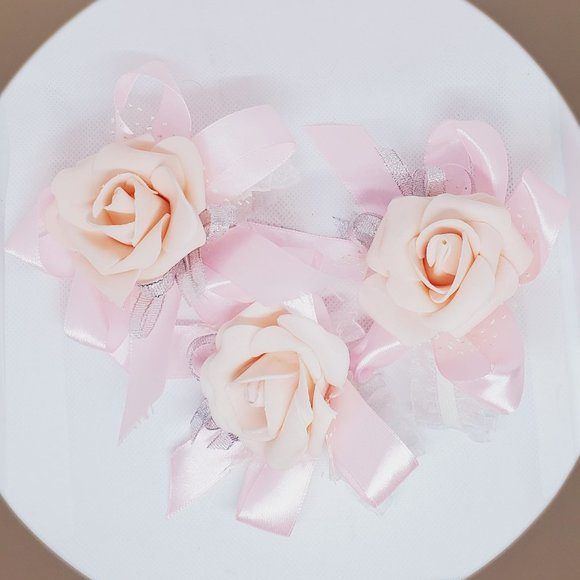 3 pieces total silk ribbon prom bridesmaid flower girl wrist corsage Bracelet - Picture 1 of 3